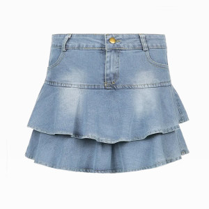 Y2K Denim Mini Skirt - Trendy Grunge Aesthetic for Stylish Outfits