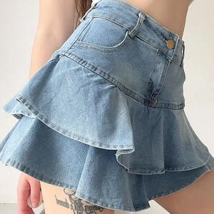 Y2K Denim Mini Skirt - Trendy Grunge Aesthetic for Stylish Outfits