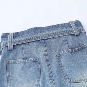 Y2K Denim Mini Skirt - Trendy Grunge Aesthetic for Stylish Outfits