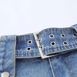 Y2K Denim Mini Skirt - Trendy Grunge Aesthetic for Stylish Outfits