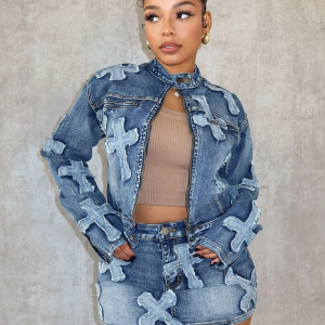 Y2K Denim Mini Skirt Set: Trendy Coquette Aesthetic Outfit for Stylish Looks