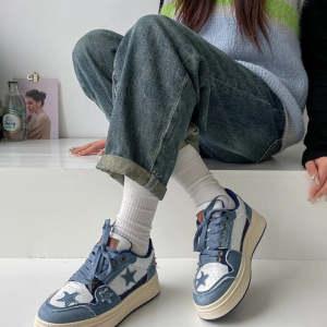 Y2K Denim Sneakers for Women - Trendy Grunge Style with Aesthetic Appeal