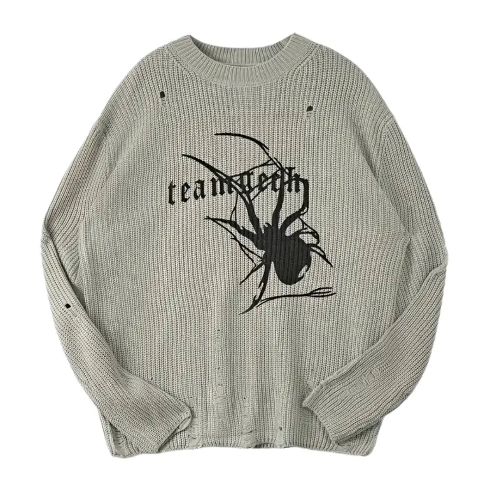 Y2K Devil Spider 400gsm Sweater - Cozy Grunge Aesthetic Top for Trendy Outfits