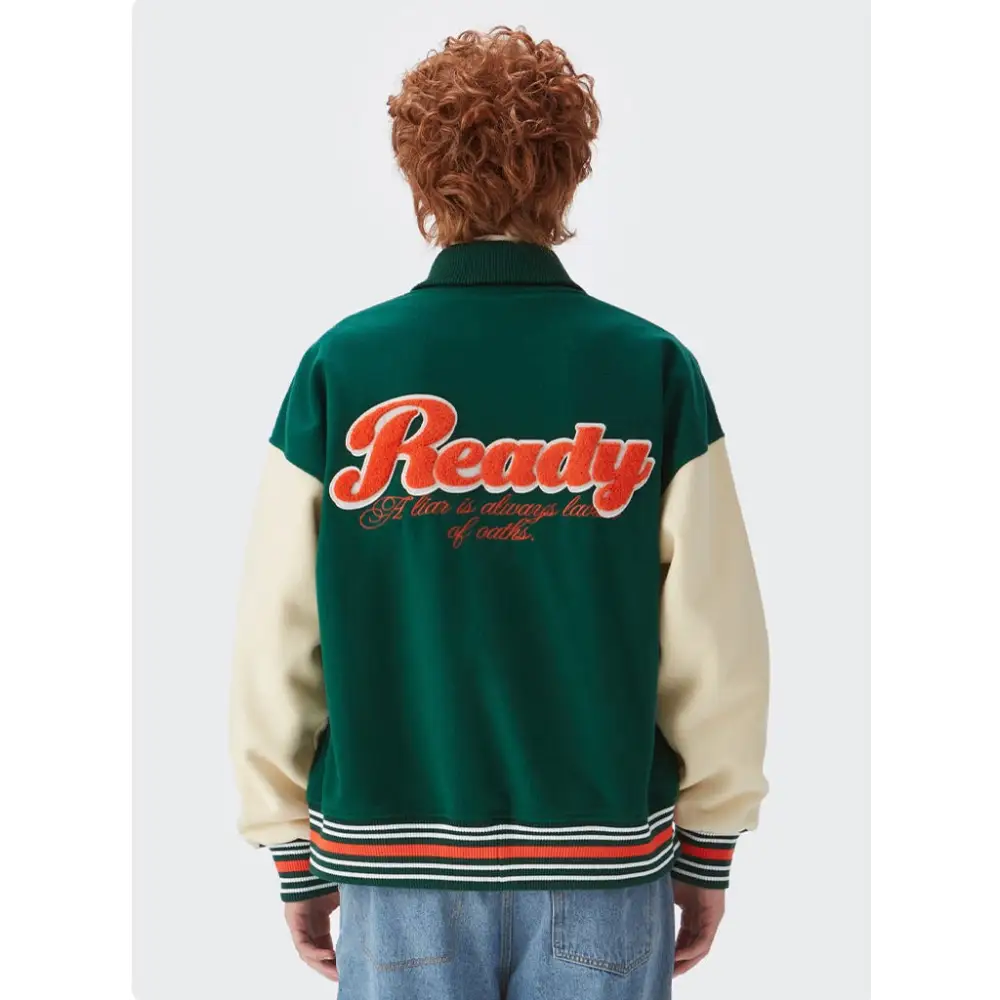 Y2K Embroidery Green Varsity Jacket - Trendy Retro Aesthetic Outerwear for Stylish Looks