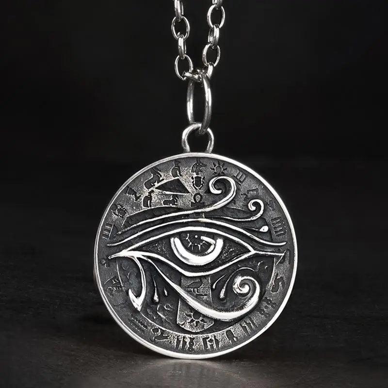 Y2K Eye of Horus Silver Pendant Necklace - Trendy Coquette Aesthetic Jewelry Piece