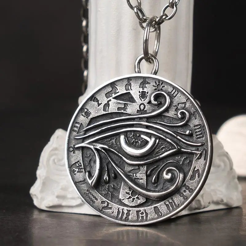 Y2K Eye of Horus Silver Pendant Necklace - Trendy Coquette Aesthetic Jewelry Piece