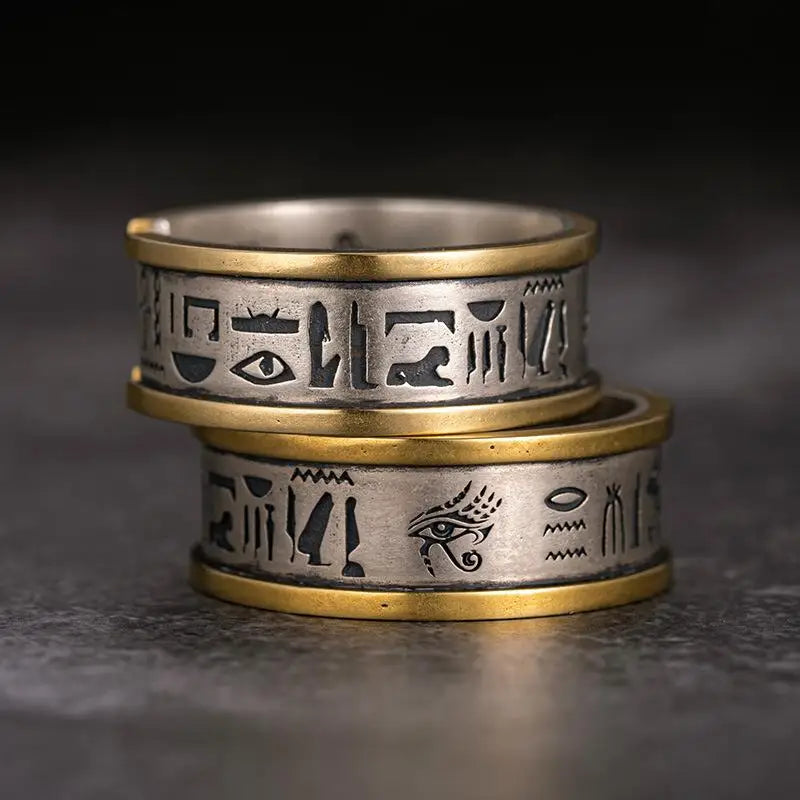 Y2K Eye of Horus Silver Ring - Retro Egyptian Aesthetic Jewelry for Unique Style