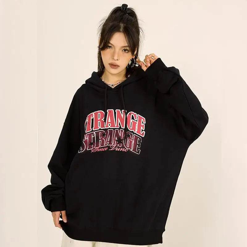 Y2K Faded Letter Print Hoodie - Trendy Grunge Aesthetic for Unique Style