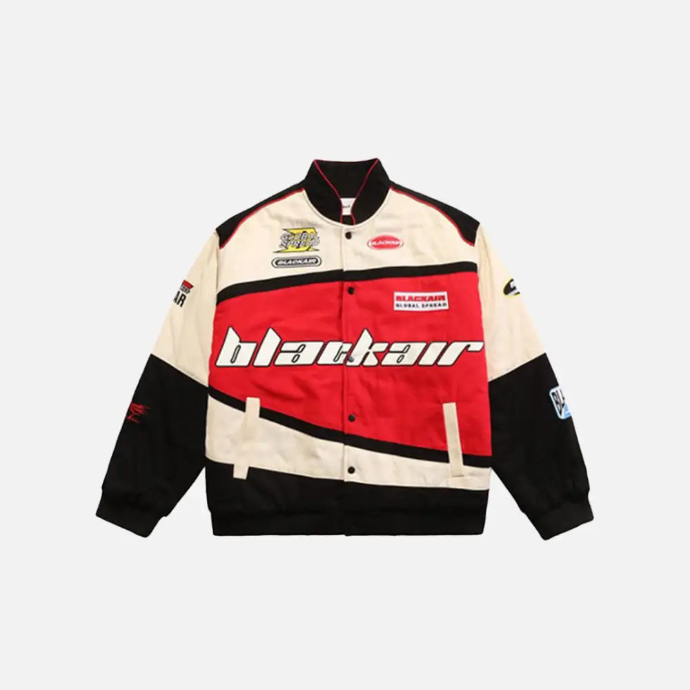 Y2K Fashion Motorsports Varsity Jacket - Retro Aesthetic Outerwear for Trendy Looks