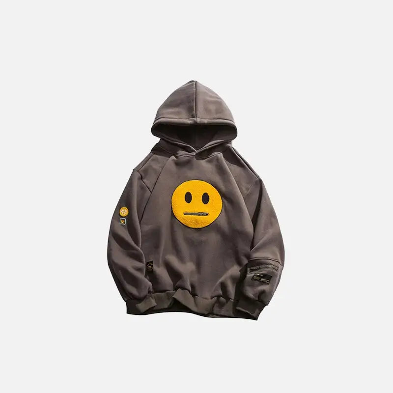 Y2K Fashion Zipper-Mouth Emoji Hoodie - Cute and Comfy Aesthetic Streetwear Top