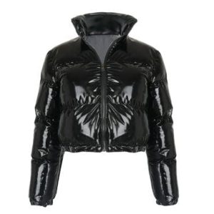 Y2K Faux Leather Cropped Jacket for Trendy Coquette and Grunge Aesthetic Outfits