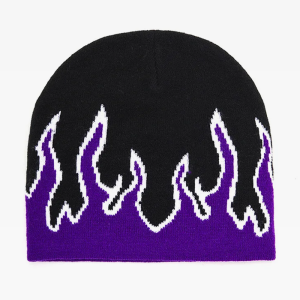 Y2K Flame Beanie: Trendy Grunge Aesthetic Accessory for Cozy, Stylish Outfits