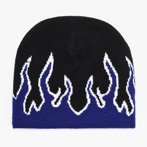 Y2K Flame Beanie: Trendy Grunge Aesthetic Accessory for Cozy, Stylish Outfits