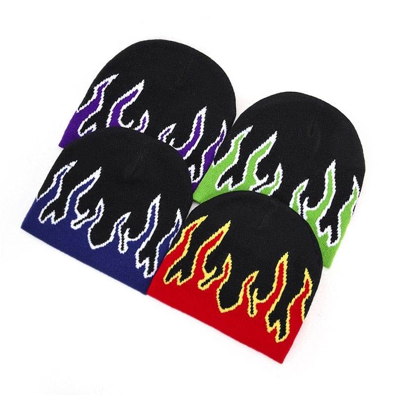 Y2K Flame Beanie: Trendy Y2K Aesthetic Accessory for Grunge and Coquette Styles