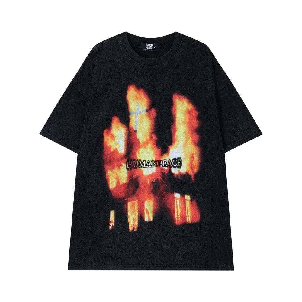 Y2K Flame Graphic Tee - Trendy Y2K Aesthetic Top for Bold Fashion Statements