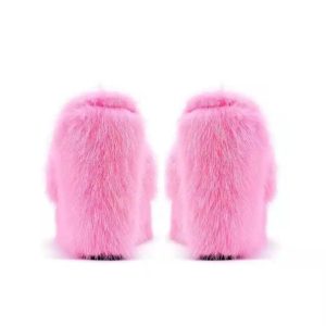 Y2K Fluffy Wedge Heels for Coquette Aesthetic and Grunge Style Outfits