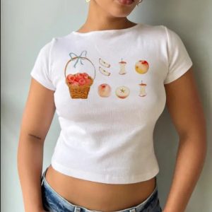 Y2K Fruit Prints Cropped T-Shirts for Trendy Aesthetic Outfits and Summer Vibes