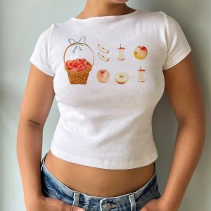 Y2K Fruit Prints Cropped T-Shirts for Trendy Aesthetic Outfits and Summer Vibes