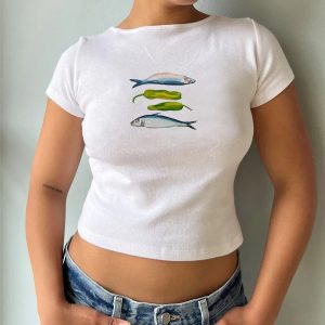 Y2K Fruit Prints Cropped T-Shirts for Trendy Aesthetic Outfits and Summer Vibes