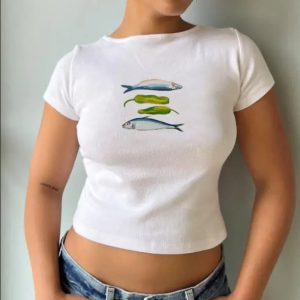 Y2K Fruit Prints Cropped T-Shirts for Trendy Aesthetic Outfits and Summer Vibes