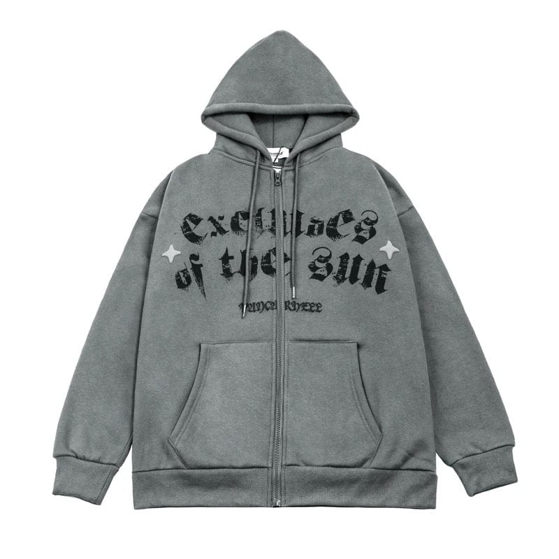 Y2K Full Zip Moon Star Hoodie - Cute Pastel Goth Aesthetic for Cozy Style