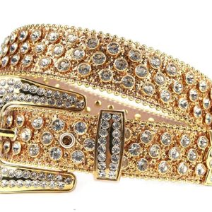 Y2K Gold Rhinestone Belt for Coquette Aesthetic and Grunge Style Outfits