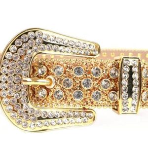 Y2K Gold Rhinestone Belt for Coquette Aesthetic and Grunge Style Outfits