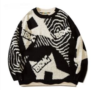 Y2K Graffiti Sweater: Vintage Aesthetic Top for Trendy Y2K Fashion Lovers