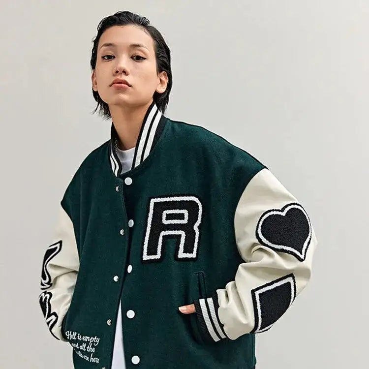 Y2K Green Varsity Jacket - Urban Comfort & Trendy Style for Aesthetic Outfits