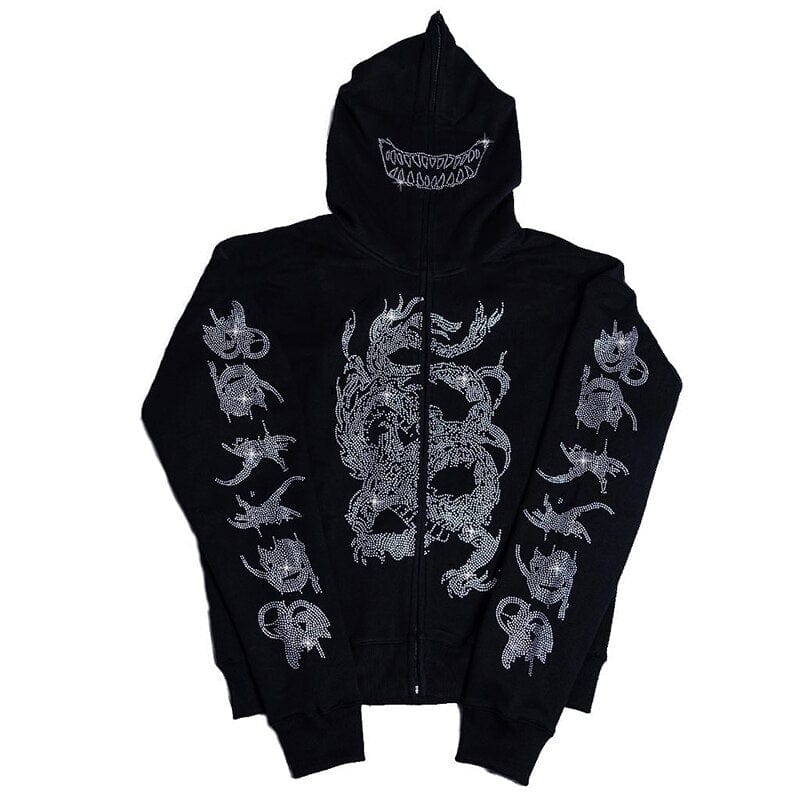 Y2K Grunge Aesthetic Full Zip Hoodie for Trendy Vintage Style Enthusiasts