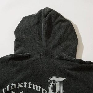 Y2K Grunge Aesthetic Saint Cross Hoodie - Vintage Style for Trendy Outfits