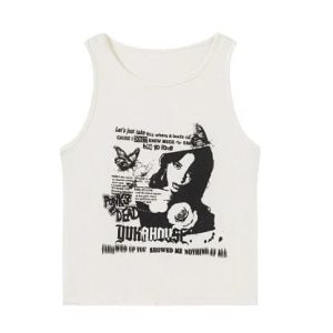 Y2K Grunge Aesthetic Sleeveless Tank Top for Trendy Vintage Vibes