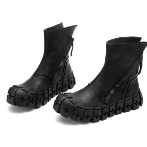 Y2K Grunge Black Boots for Edgy Aesthetic Outfits and Retro Fashion Styles