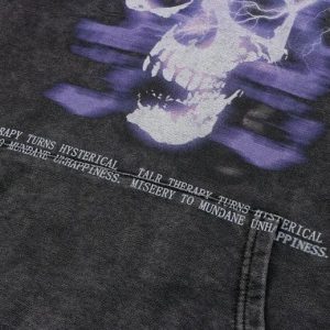 Y2K Grunge Demon Hoodie - Aesthetic Oversized Pullover for Edgy Y2K Fashion Lovers