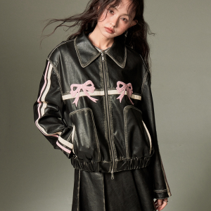 Y2K Grunge Leather Jacket for Edgy Aesthetic Outfits and Vintage Style Looks