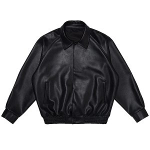 Y2K Grunge Leather Jacket for Edgy Aesthetic Outfits and Vintage Style Looks