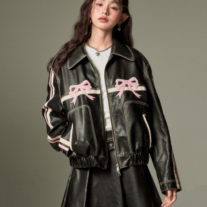 Y2K Grunge Leather Jacket for Edgy Aesthetic Outfits and Vintage Style Looks