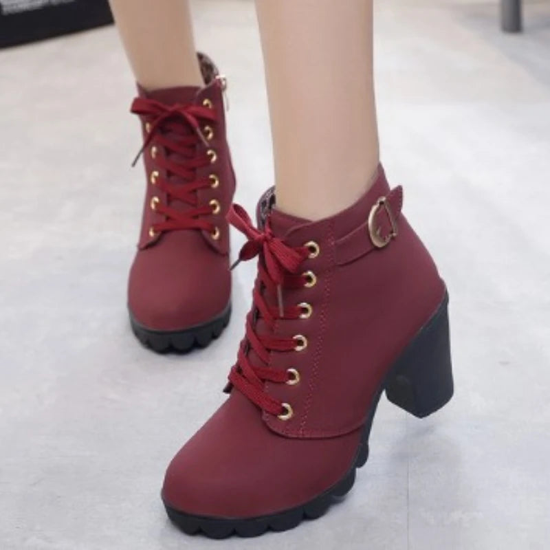 Y2K Grunge Leather Lace Up Boots for Edgy Aesthetic Outfits and Vintage Style