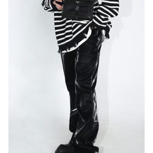 Y2K Grunge Leather Pants for Trendy Aesthetic Outfits and Edgy Fashion Statements