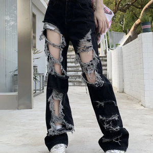 Y2K Grunge Ripped Jeans for Trendy Aesthetic Outfits and Vintage Style Looks