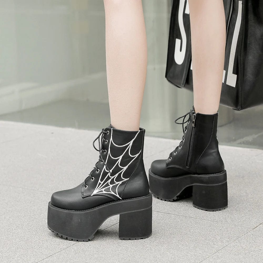 Y2K Grunge Spider Platform Boots for Edgy Aesthetic Outfits and Statement Looks