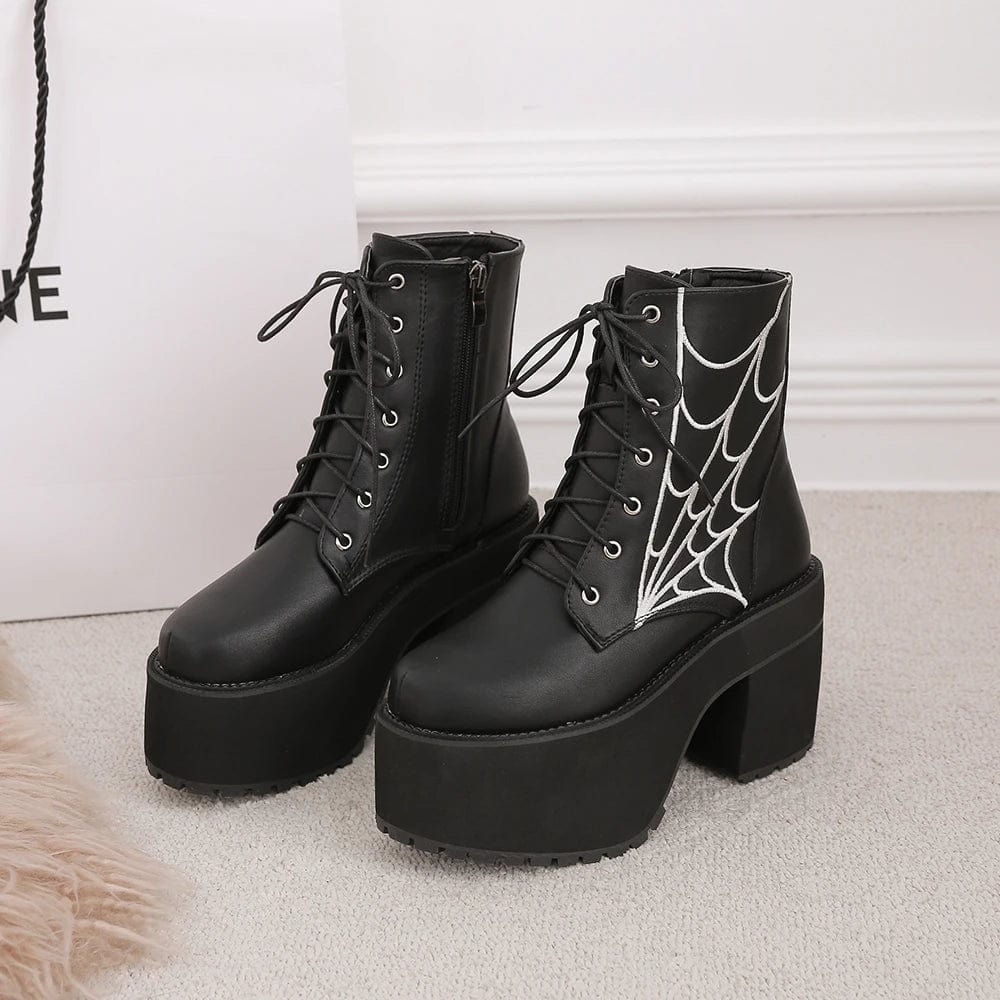 Y2K Grunge Spider Platform Boots for Edgy Aesthetic Outfits and Statement Looks