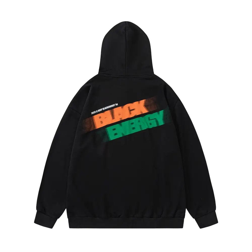 Y2K Grunge Style Black Energy Hoodie for Aesthetic Outfits and Comfy Looks