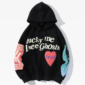 Y2K Grunge Style Lucky Me I See Ghosts Hoodie - Comfy Aesthetic Top for Trendy Outfits