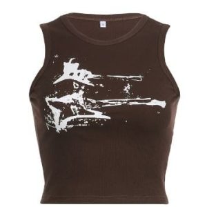 Y2K Guitar Print Crop Top - Trendy Grunge Aesthetic Tee for Stylish Outfits