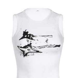 Y2K Guitar Print Crop Top - Trendy Grunge Aesthetic Tee for Stylish Outfits