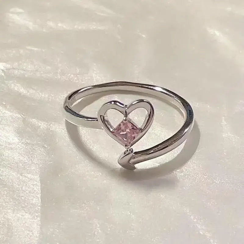 Y2K Heart Arrow Love Ring - Cute Coquette Aesthetic Jewelry for Trendy Outfits