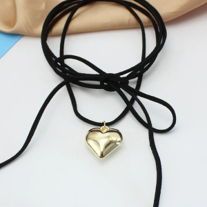 Y2K Heart Cord Necklace - Cute Coquette Aesthetic Jewelry for Trendy Outfits