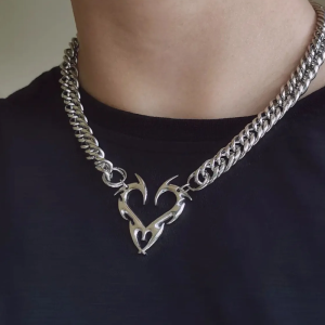 Y2K Heart Necklace: Cute Coquette Aesthetic Jewelry for Y2K Fashion Lovers