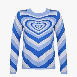 Y2K Heart Sweater: Cute Pastel Goth Knit for Cozy Aesthetic Outfits and Y2K Style